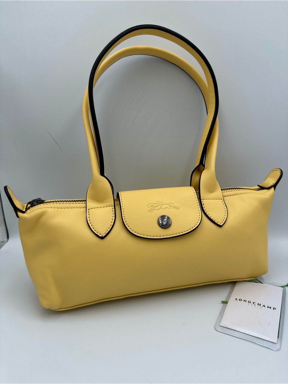 Longchamp Le Pliage Xtra S Shoulder Bag Lime Yellow Leather 10370987M61